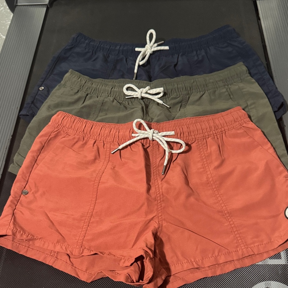 Vuori Women's Elastic Waist Pull-On Shorts Bundle - Rust, Olive & Navy